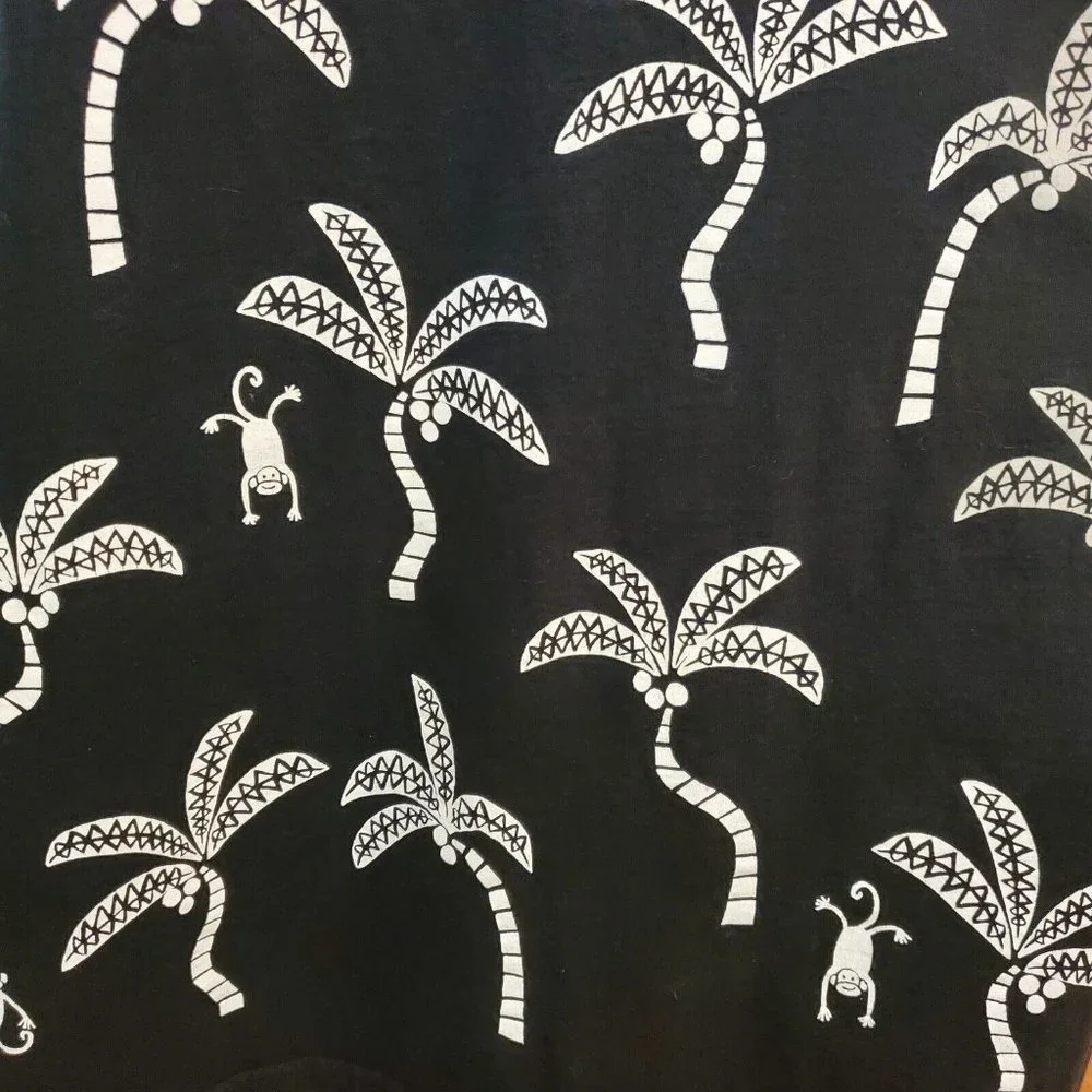 Vintage‎ 90s Black Monkey Coconut Tree Maxi Dress Large Novelty Print Tropical